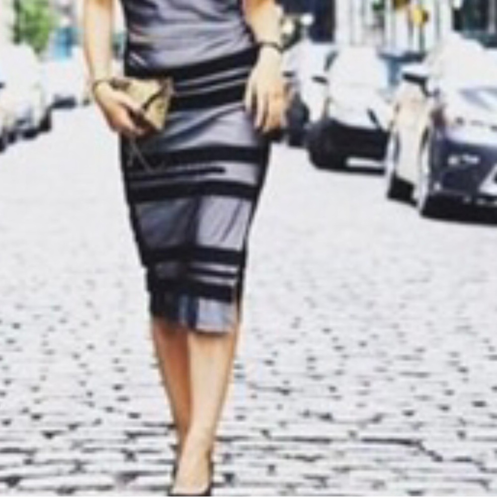 Stella & Jamie Midi Black  and White Skirt in Size Large